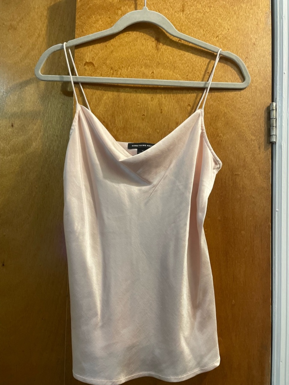 Something Navy Light Blush Satin Cowl Camisole